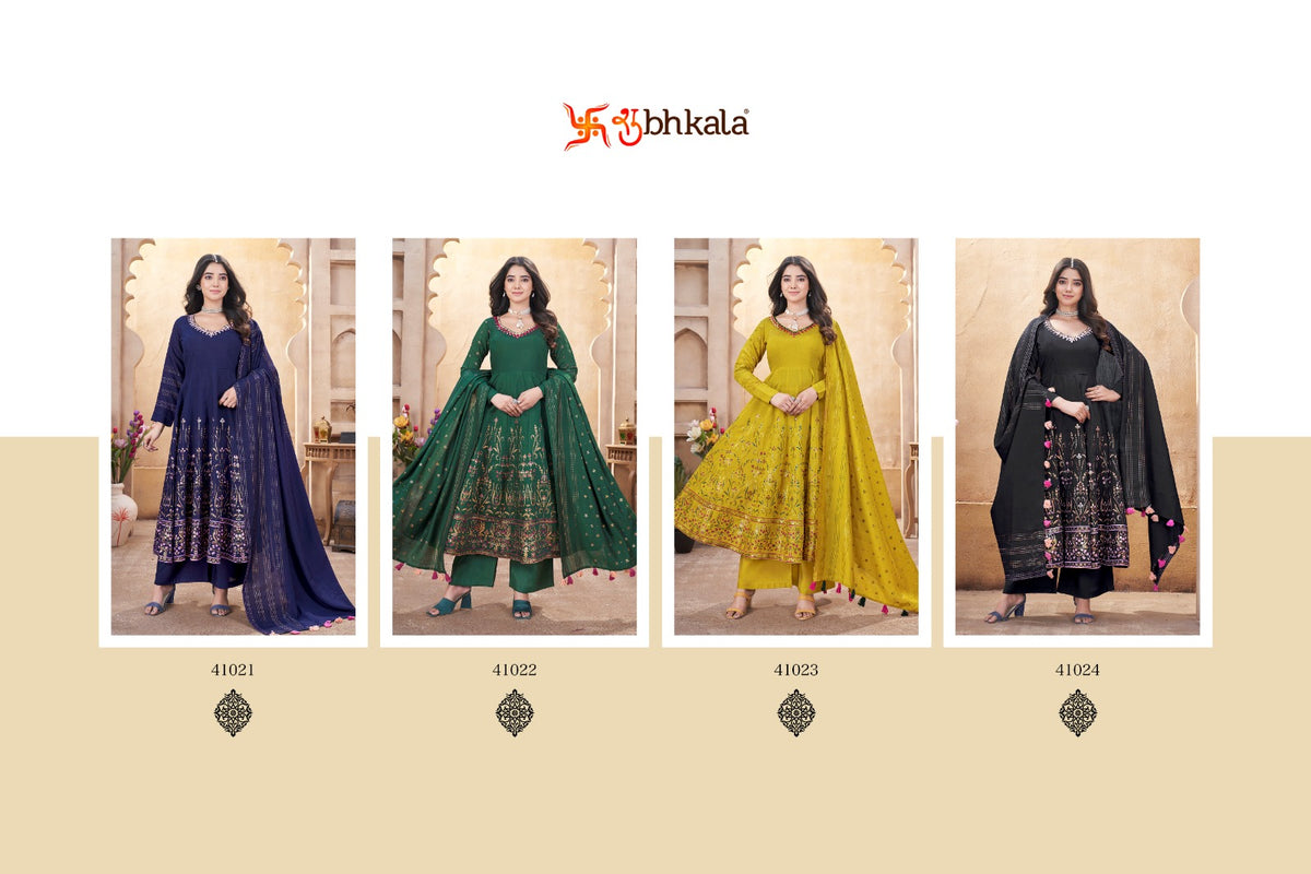 Royal Look 41021-41024 Shubhkala Roman Silk Readymade Suits Supplier