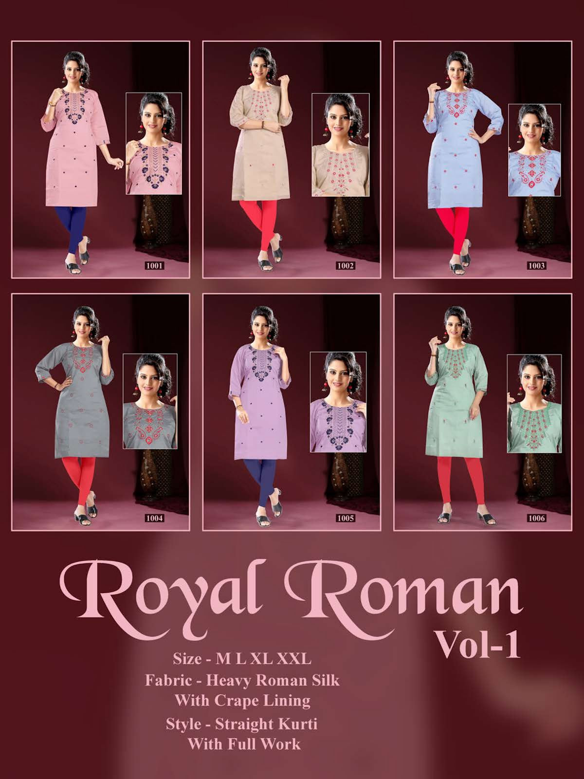 Royal Roman Vol 1 Kavinay Knee Length Kurtis Wholesale Rate