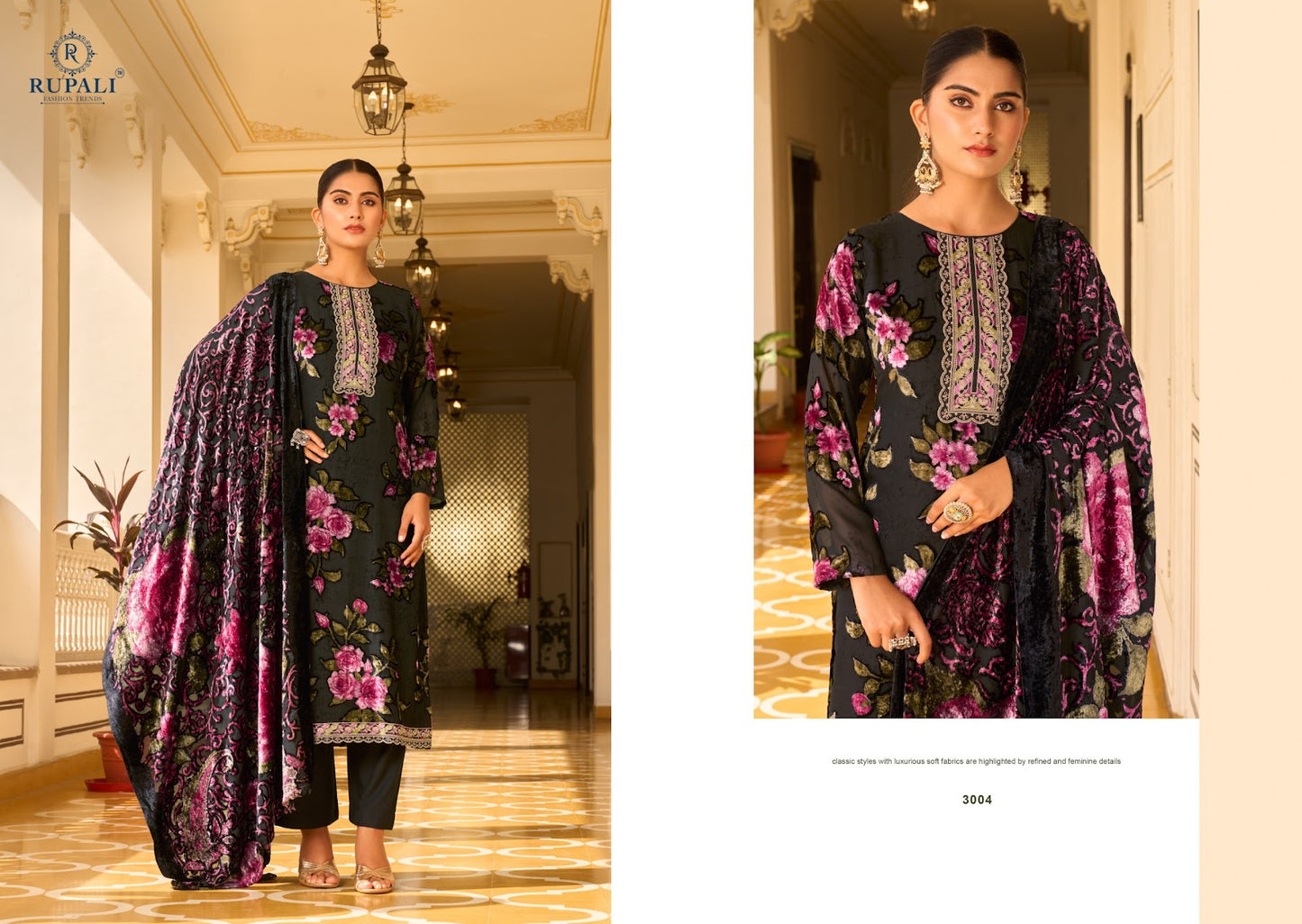 Rozina Rupali Viscose Velvet Suits Wholesale