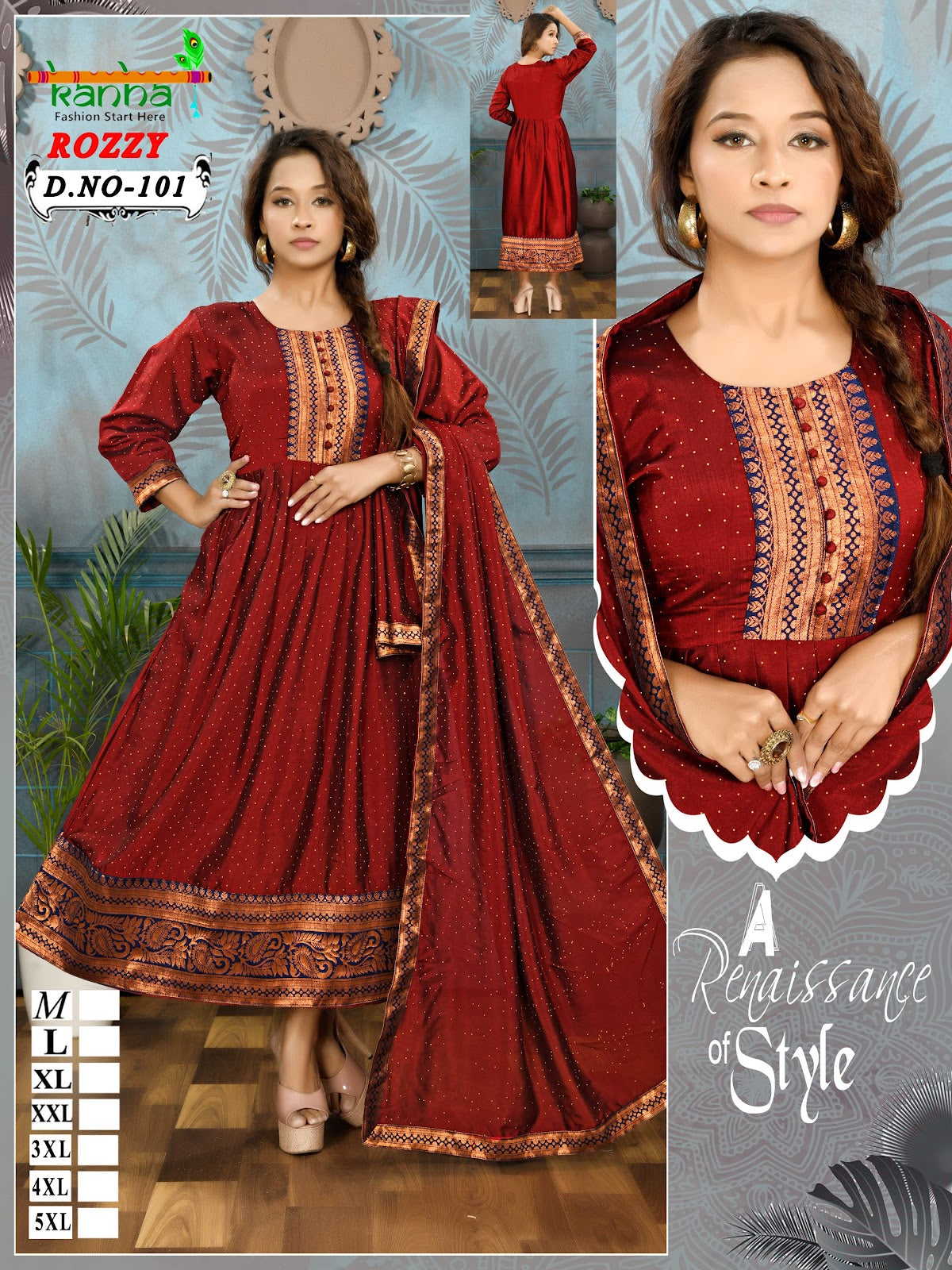 Rozzy Kanha Vichitra Kurti Dupatta Set Supplier