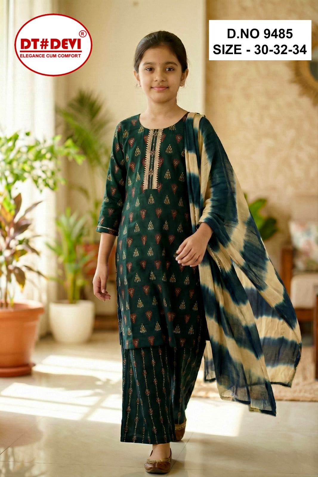 Rubesha Dn 9485 Dt Devi Girls Readymade Palazzo Suits Manufacturer India