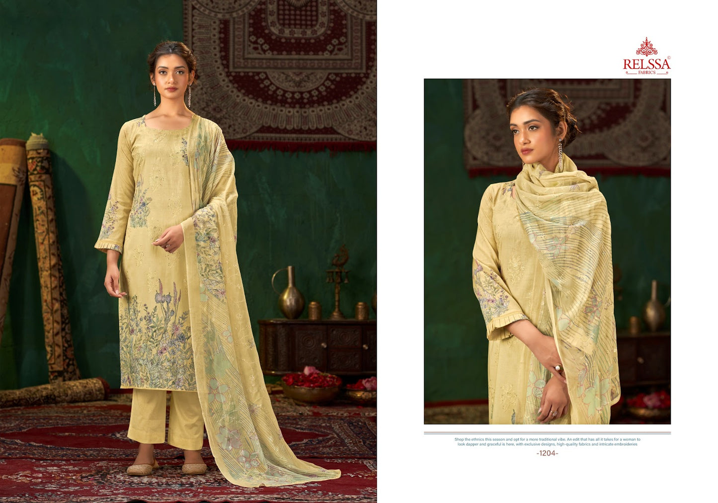 Rubi 12 Relssa Fabrics Premium Cotton Pant Style Suits Wholesaler