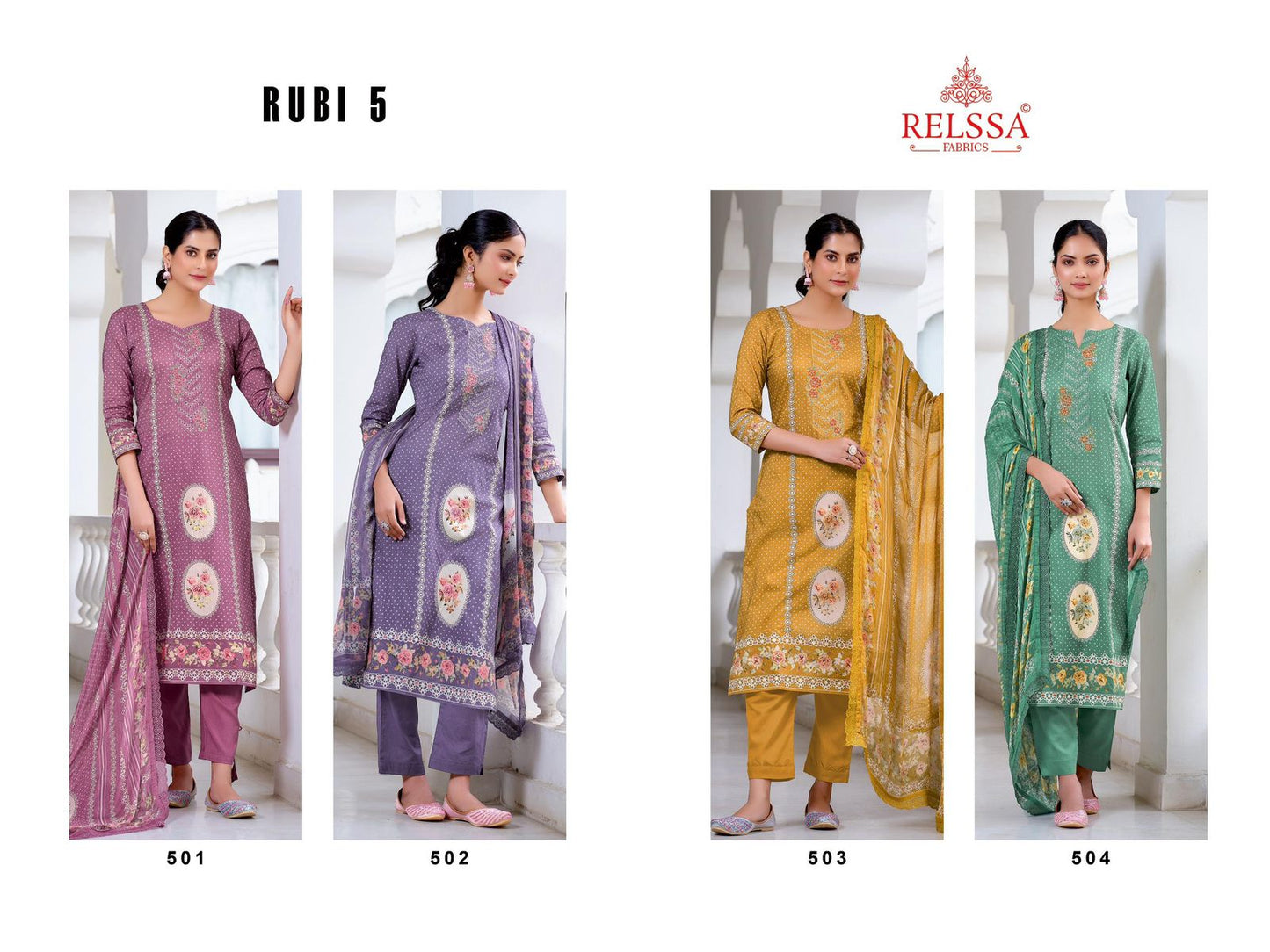 Rubi Vol 5 Relssa Fabrics Cotton Lawn Pant Style Suits