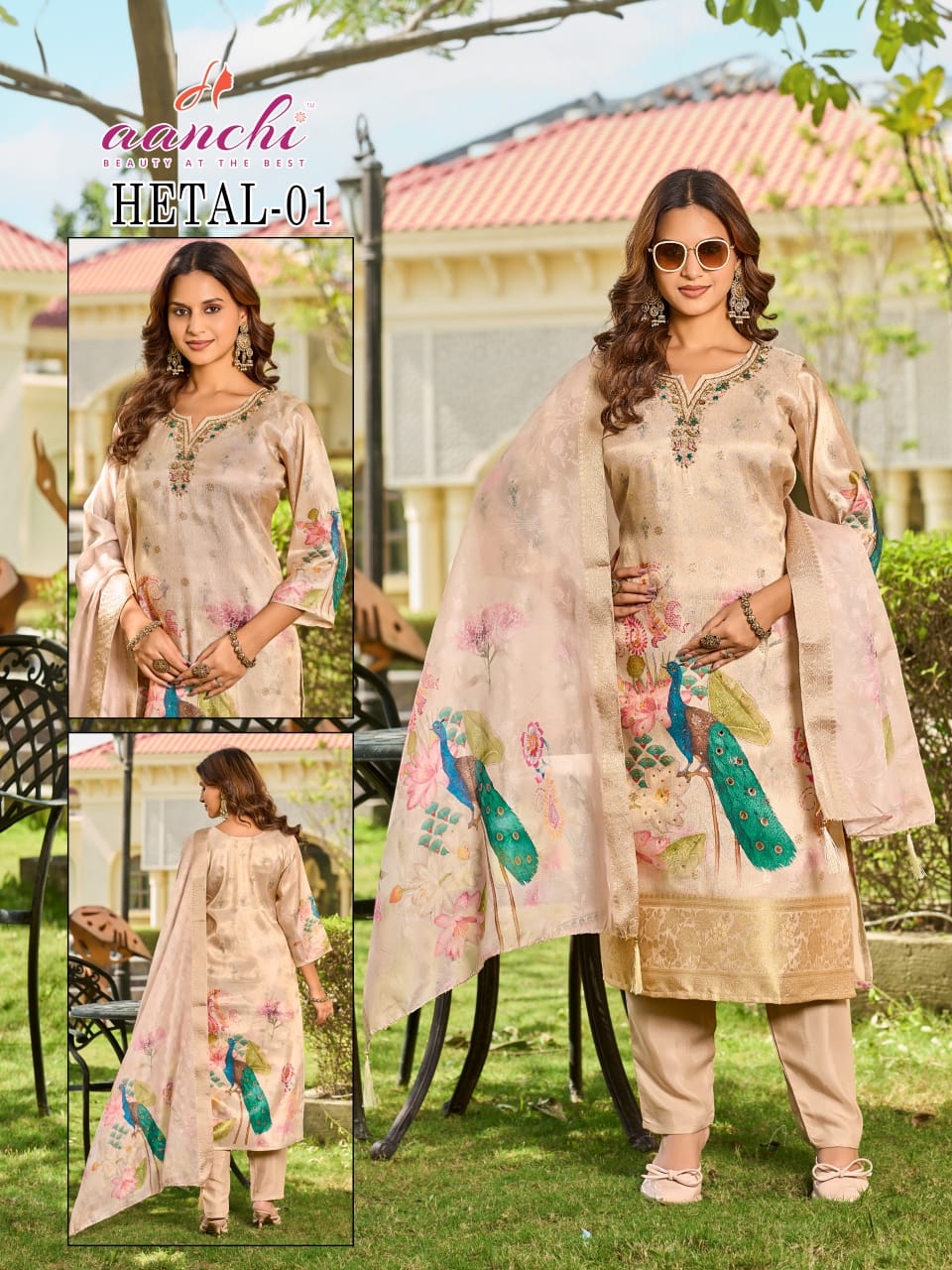 Rubina Hetal Aanchi Jacquard Readymade Pant Style Suits Wholesaler