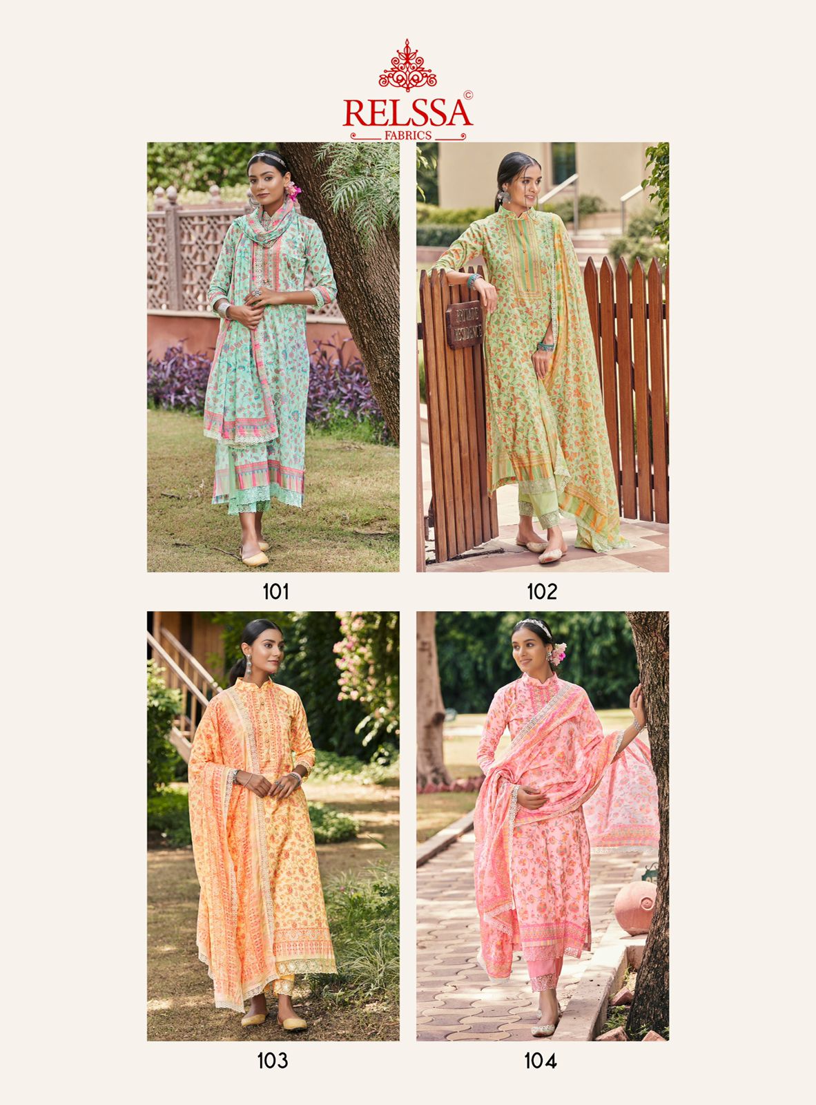 Rubina Relssa Fabrics Cotton Pant Style Suits