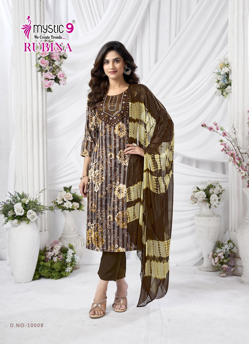 Rubina Vol 10 Mystic 9 Rayon Readymade Pant Style Suits Exporter