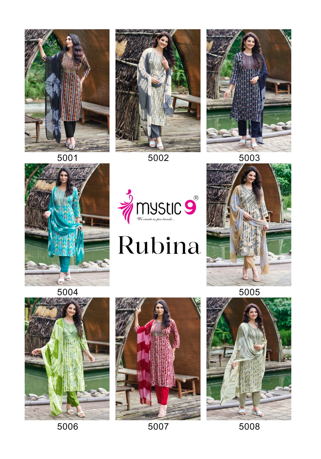 Rubina Vol 5 Mystic 9 Rayon Readymade Pant Style Suits Manufacturer India