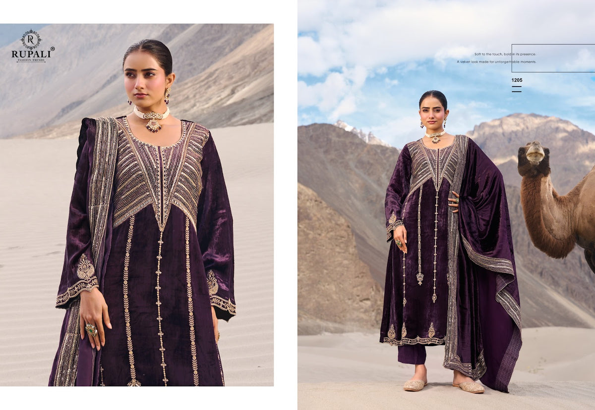Ruhaab Rupali Viscose Velvet Suits Exporter Gujarat