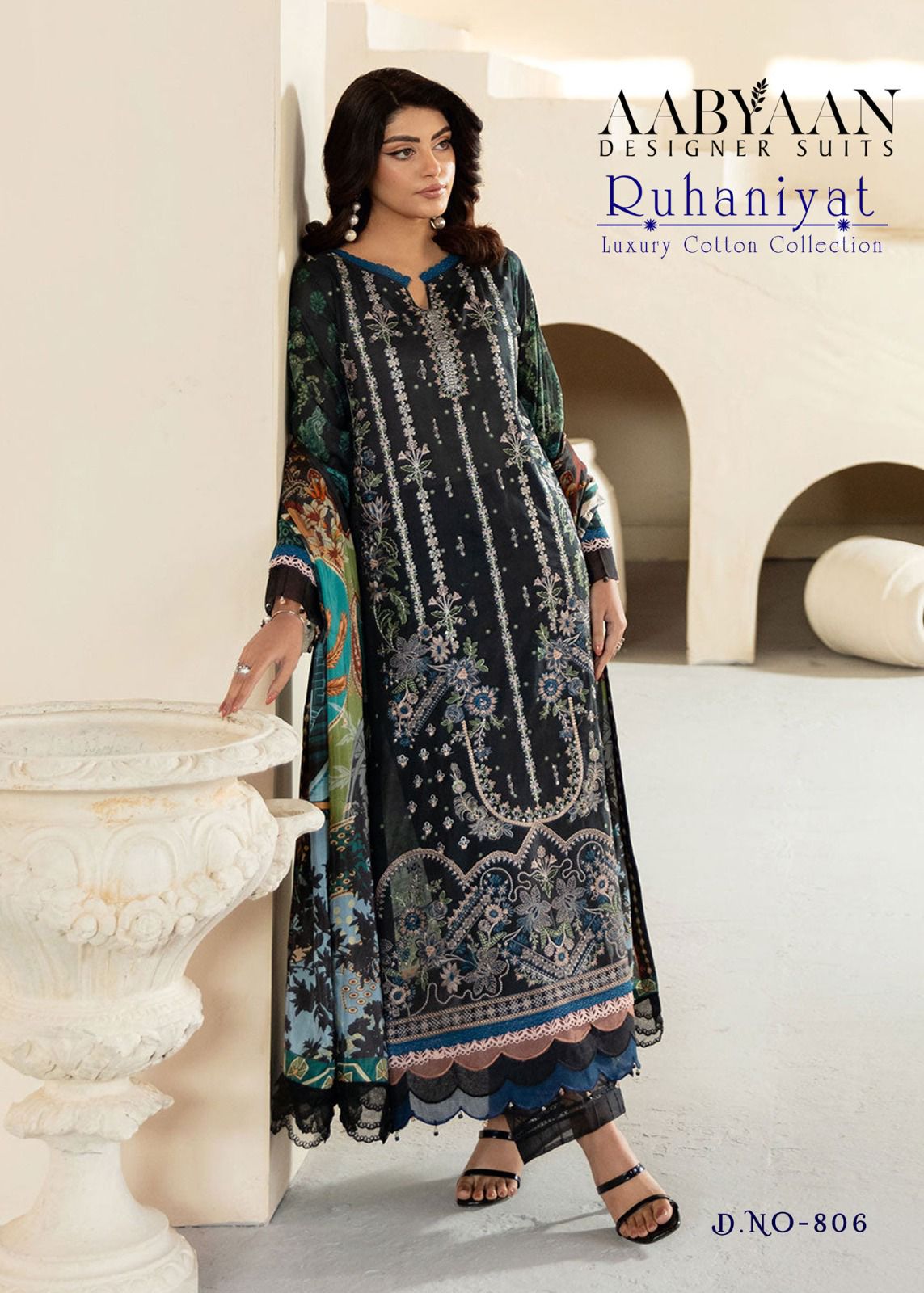 Ruhaniyat Vol 8 Luxury Cotton Collection Aabyaan Karachi Salwar Suits Supplier Gujarat