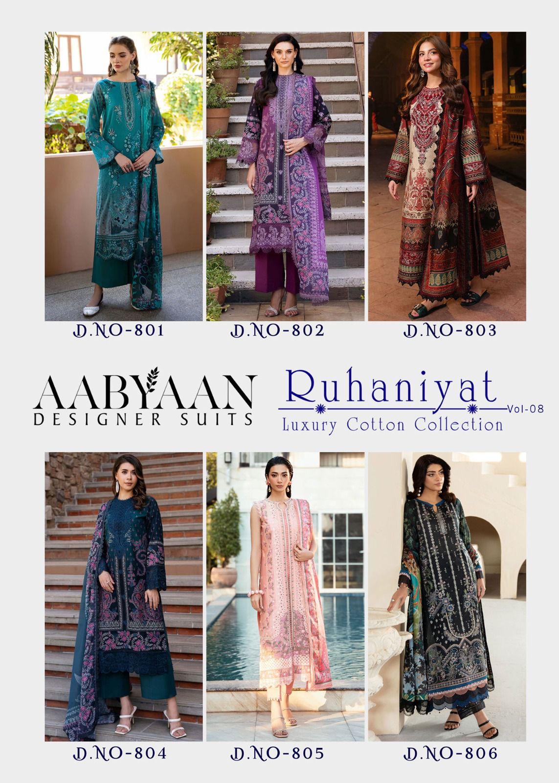 Ruhaniyat Vol 8 Luxury Cotton Collection Aabyaan Karachi Salwar Suits – Kavya Style Plus