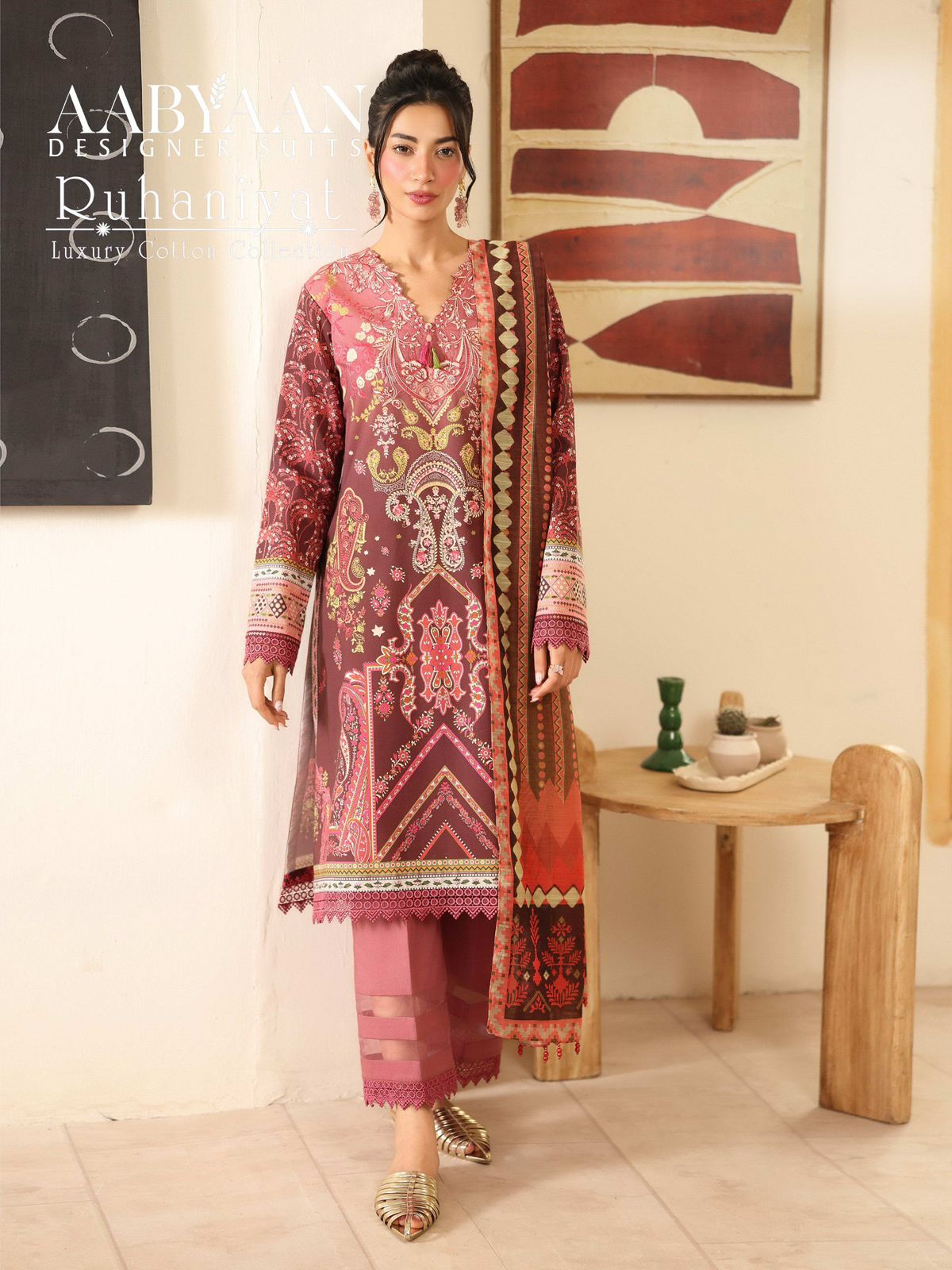 Ruhaniyat Vol 9 Aabyaan Cotton Karachi Salwar Suits Exporter