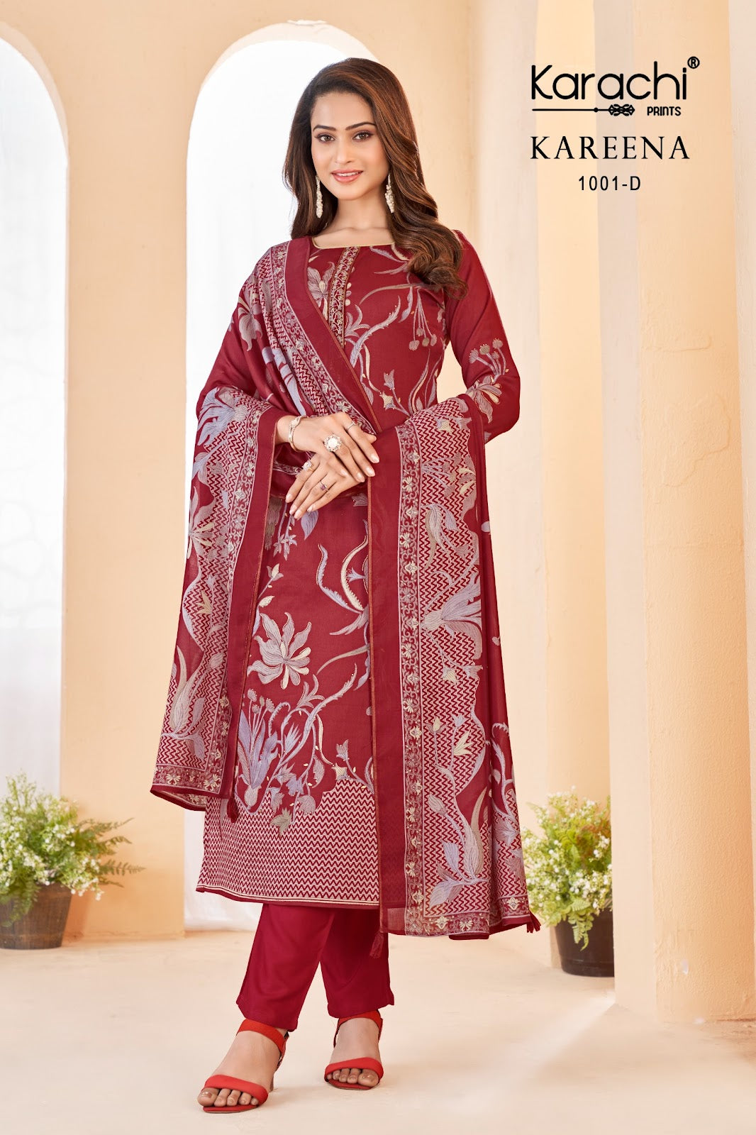 Ruhi-Simran-Kareena Karachi Prints Jam Satin Pant Style Suits Wholesale