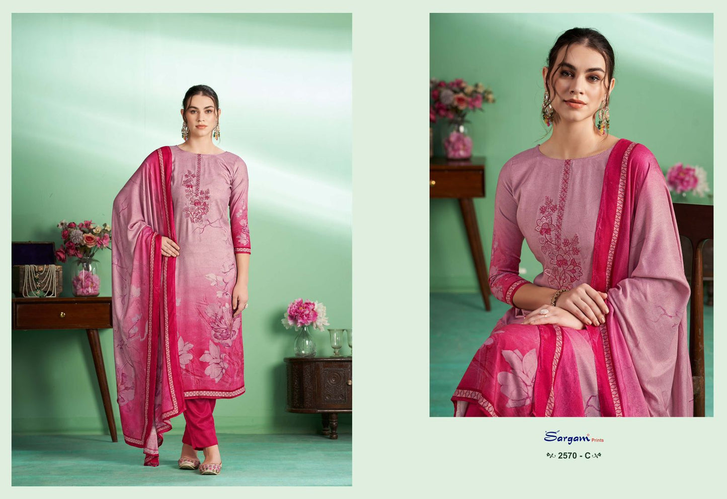 Ruhi 2570 Sargam Prints Woolen Pashmina Suits Manufacturer