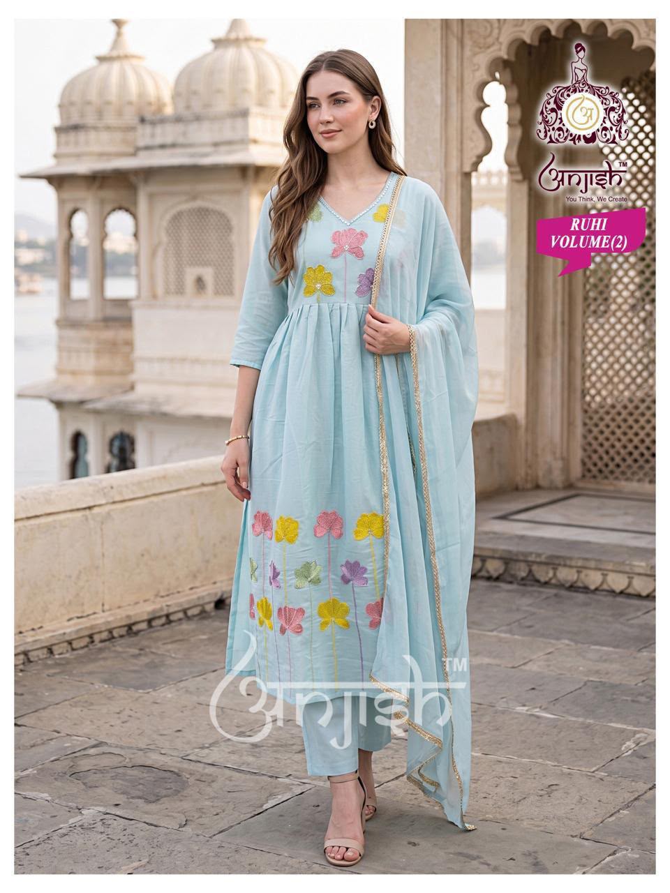 Ruhi Vol 2 Anjish Chanderi Readymade Anarkali Suits Supplier India