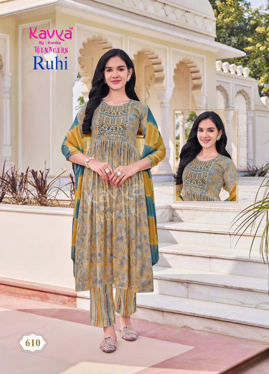 Ruhi Vol 6 Kavya Capsule Print Girls Readymade Pant Suits Wholesale Rate