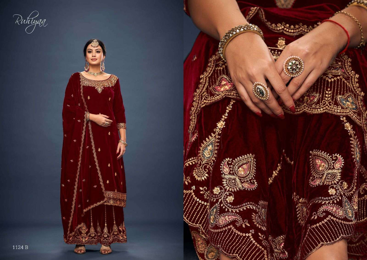 Ruhiyaa 1124 Sargam Prints Velvet Suits Exporter Gujarat