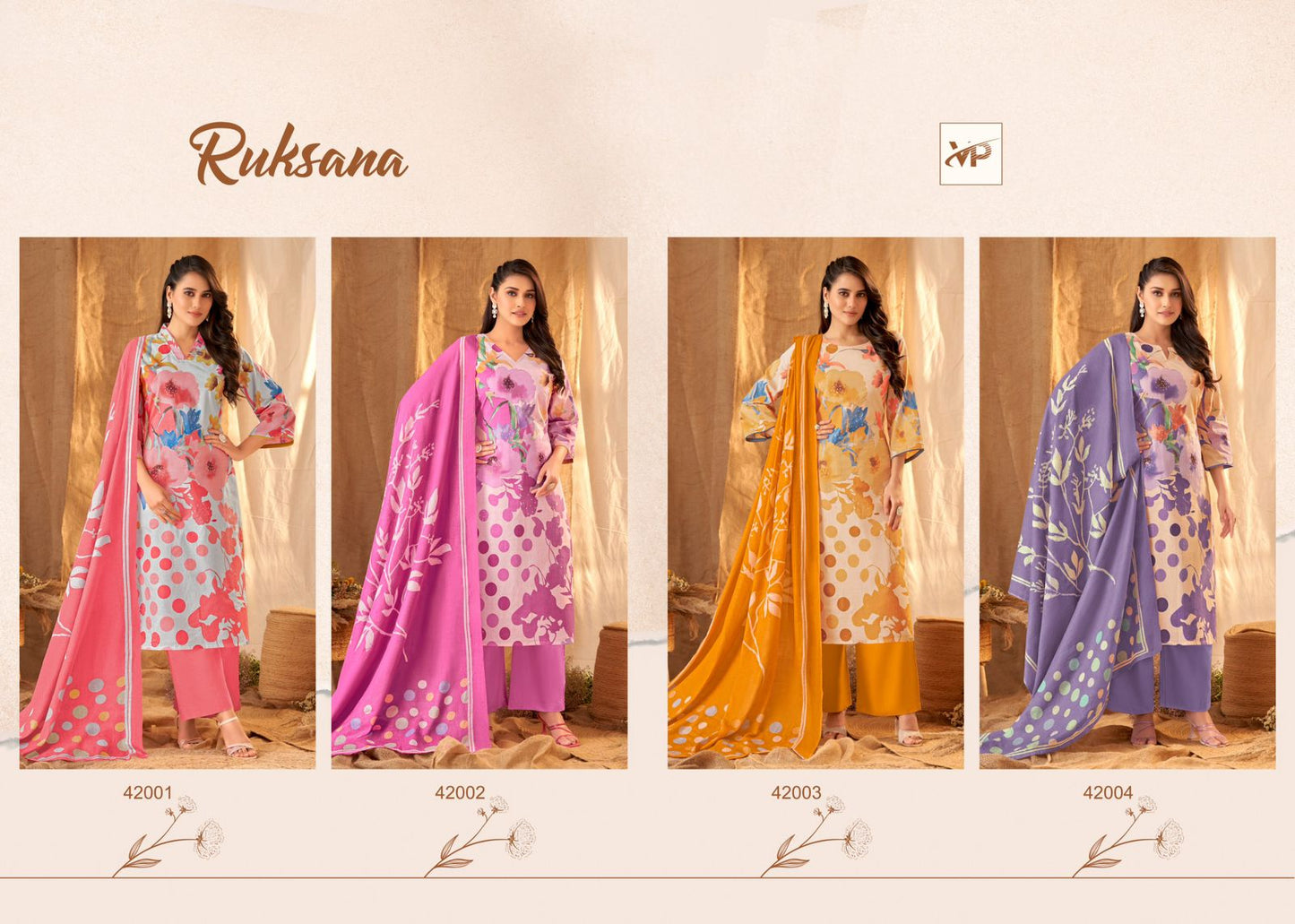 Ruksana Vp Lawn Cotton Pant Style Suits Wholesale Price