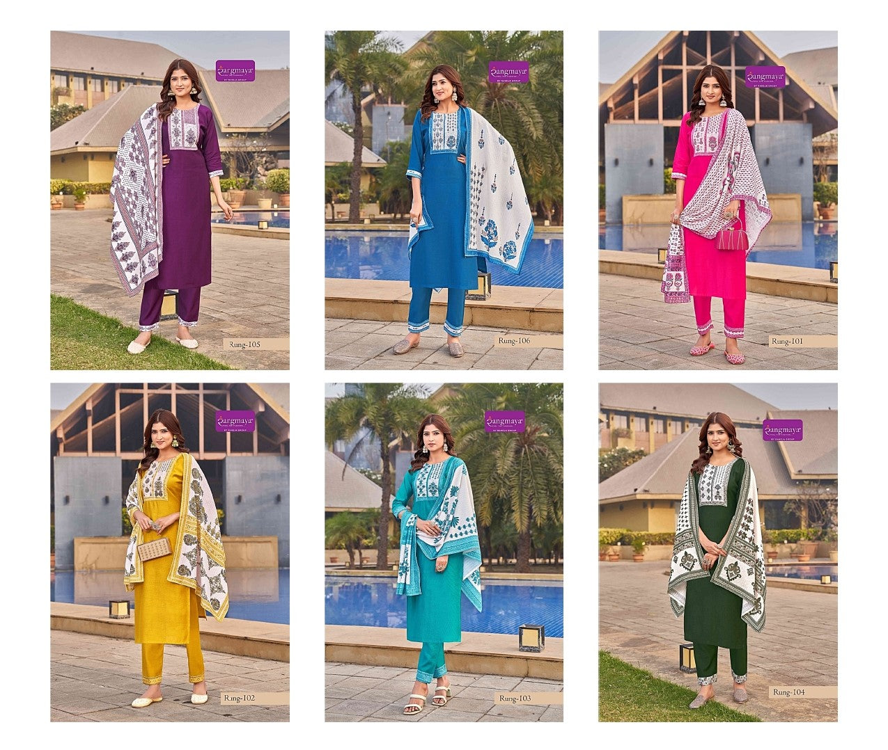 Rung Rangmaya Vertican Readymade Pant Style Suits Exporter India