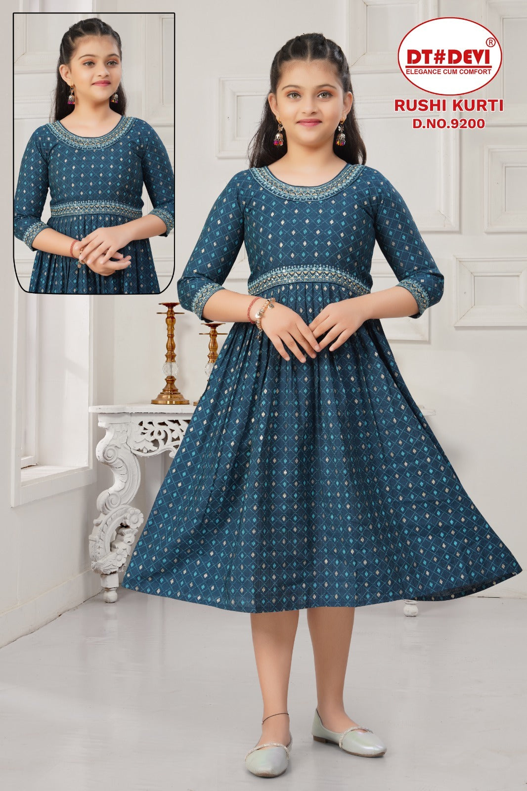 Rushi Dn 9200 Dt Devi Vetican Girls Anarkali Kurti Exporter