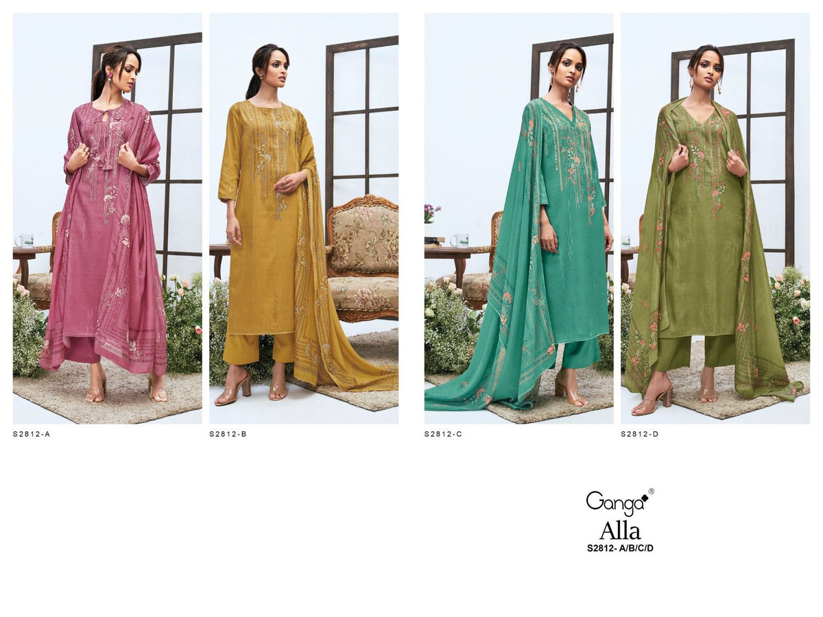 S2812 Alla Ganga Cotton Silk Salwar Suits Manufacturer India