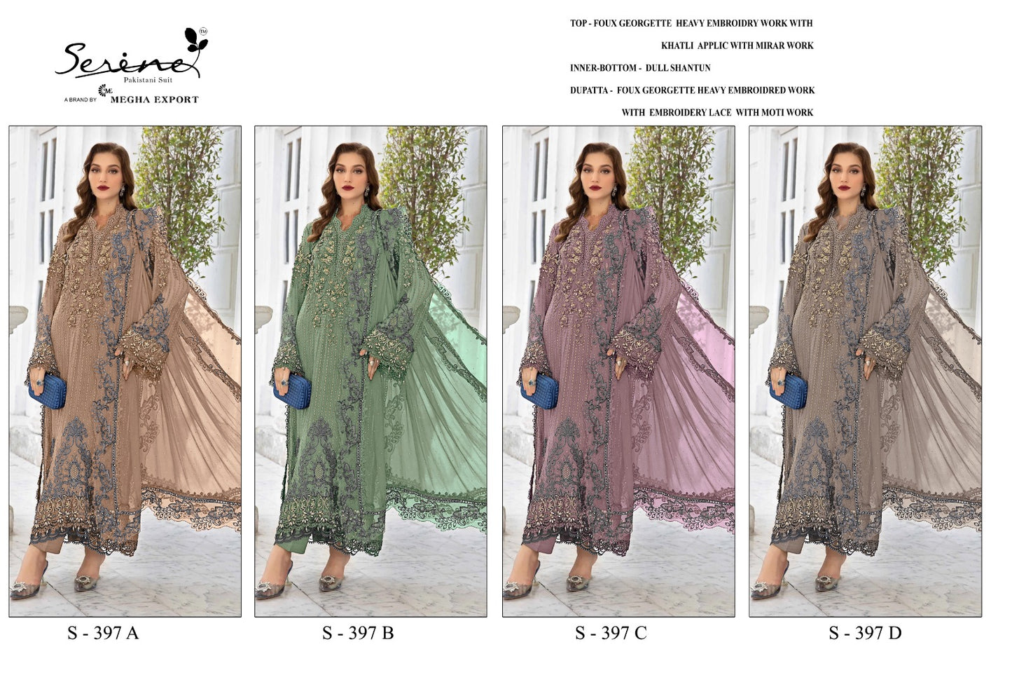 S 397 Serine Fox Georgette Pakistani Salwar Suits Exporter India