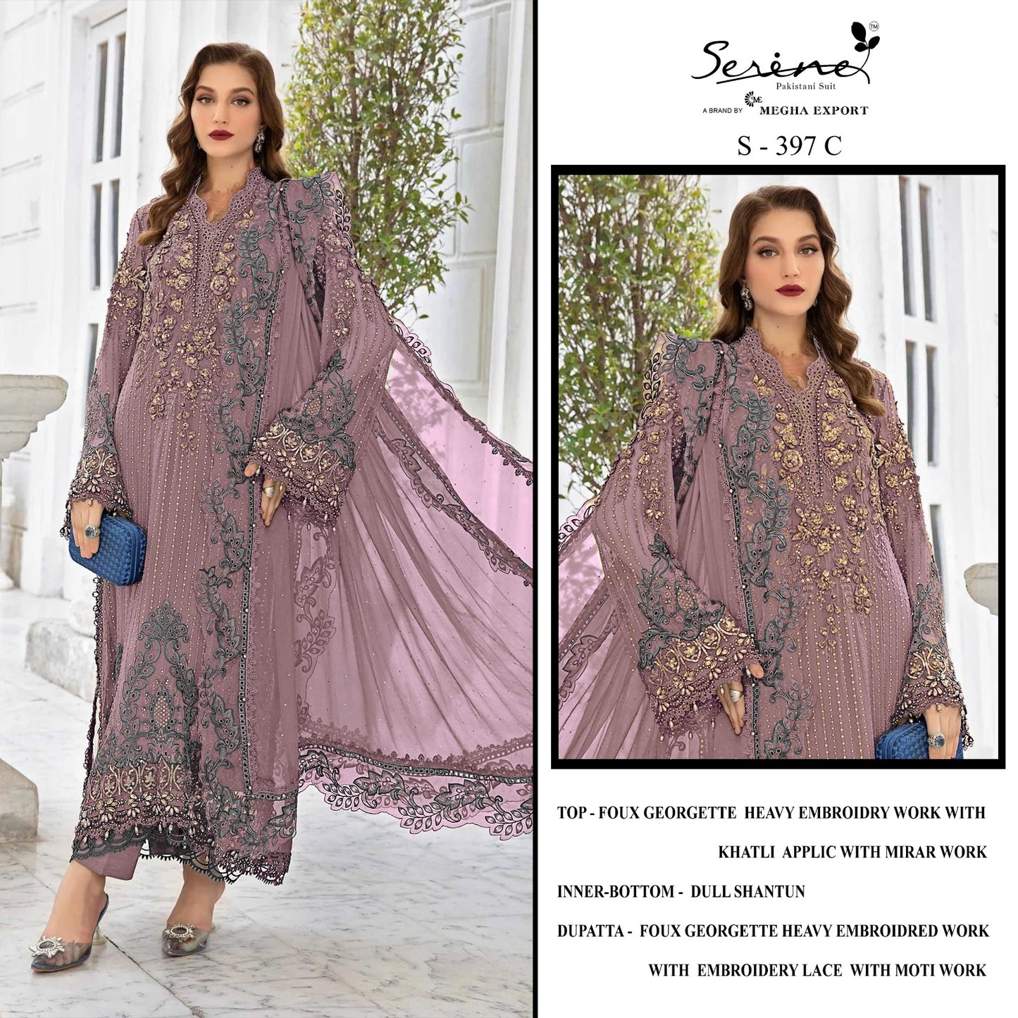 S 397 Serine Fox Georgette Pakistani Salwar Suits Exporter India
