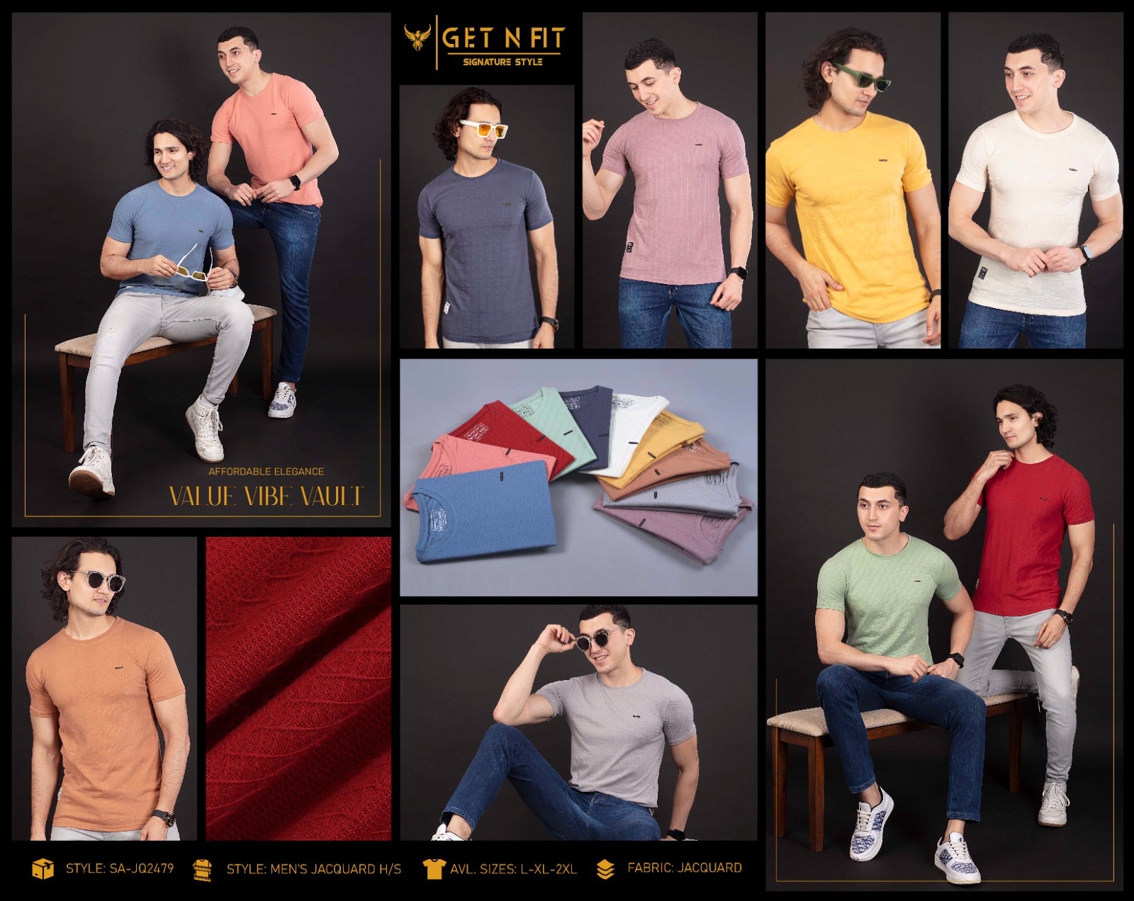 Sa Jq2479 Get N Fit Jacquard Mens Tshirts Exporter Ahmedabad