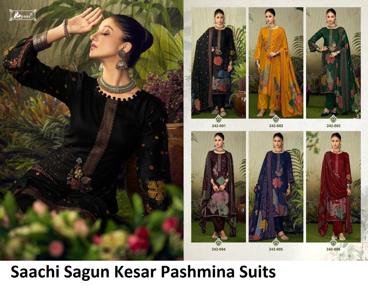 Saachi Sagun Kesar Viscose Pashmina Suits Wholesaler Gujarat