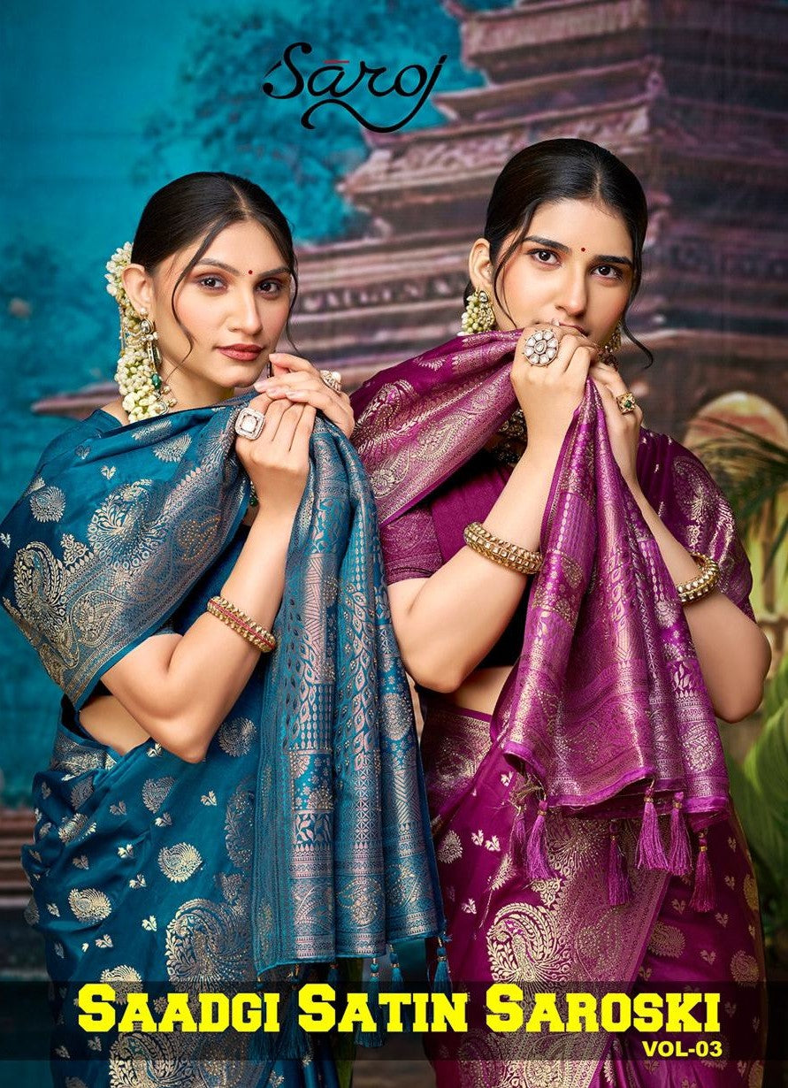 Saadgi Satin Saroski Vol 3 Saroj Sarees Supplier India