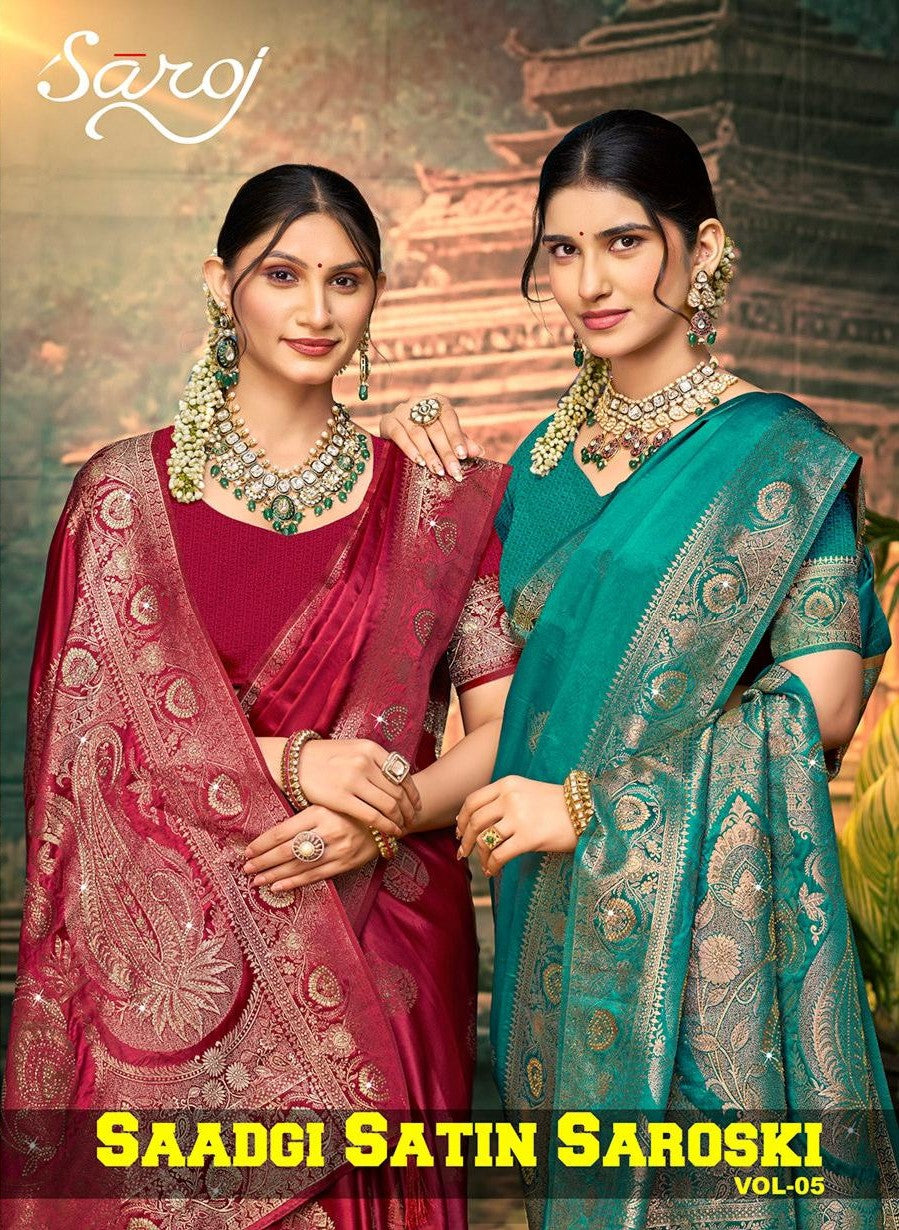 Saadgi Satin Saroski Vol 5 Saroj Sarees Wholesaler India