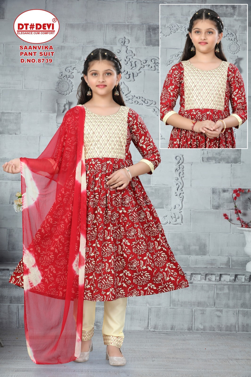 Saanvika 8739 Dt Devi Rayon Girls Readymade Pant Suits Wholesaler Gujarat