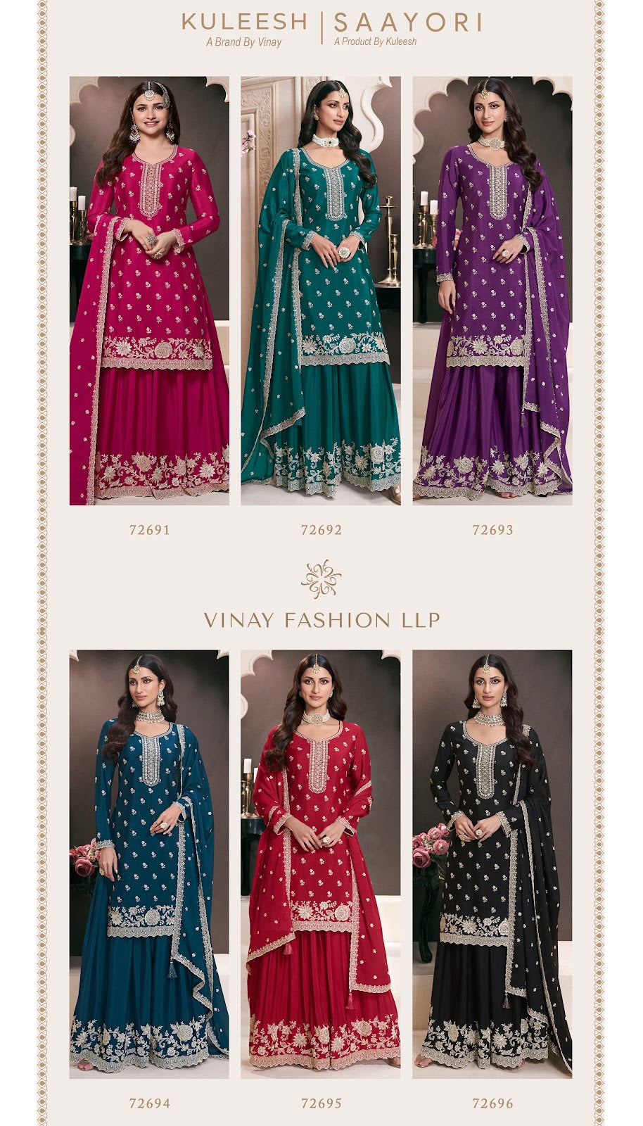 Saayori Kuleesh Vinay Fashion Llp Chinon Sharara Style Suits Wholesale Price
