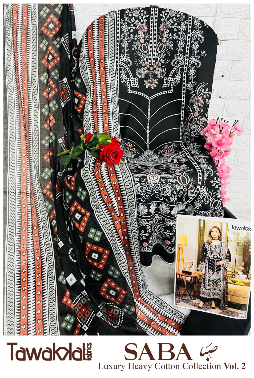 Saba Vol 2 Luxury Cotton Collection Tawakkal Fabrics Karachi Salwar Suits Manufacturer Gujarat