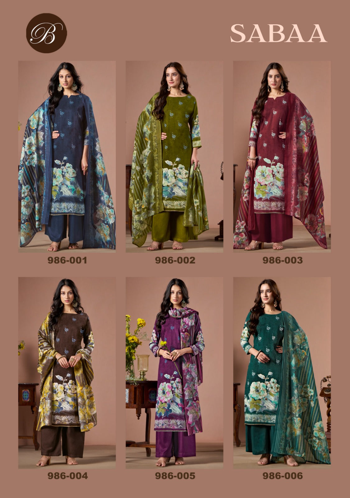 Sabaa Belliza Designer Studio Viscose Rayon Karachi Salwar Suits Wholesaler Ahmedabad
