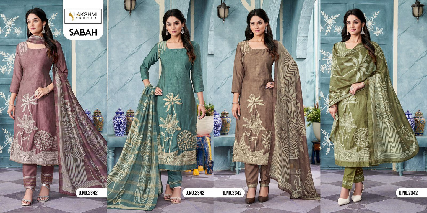 Sabah Laxmi Trendz Muslin Pant Style Suits Wholesale Price