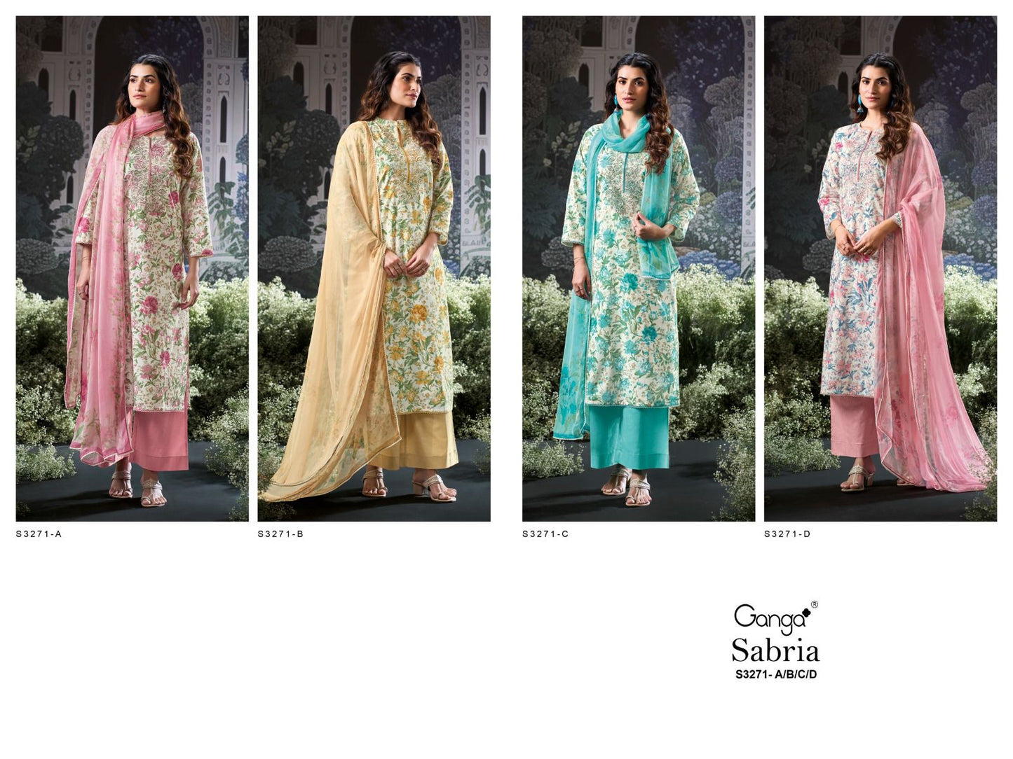 Sabria S3271 Ganga Cotton Plazzo Style Suits Manufacturer Gujarat
