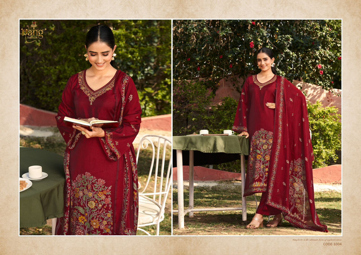 Sadagi Rang Fashion Roman Silk Pant Style Suits Wholesaler Gujarat