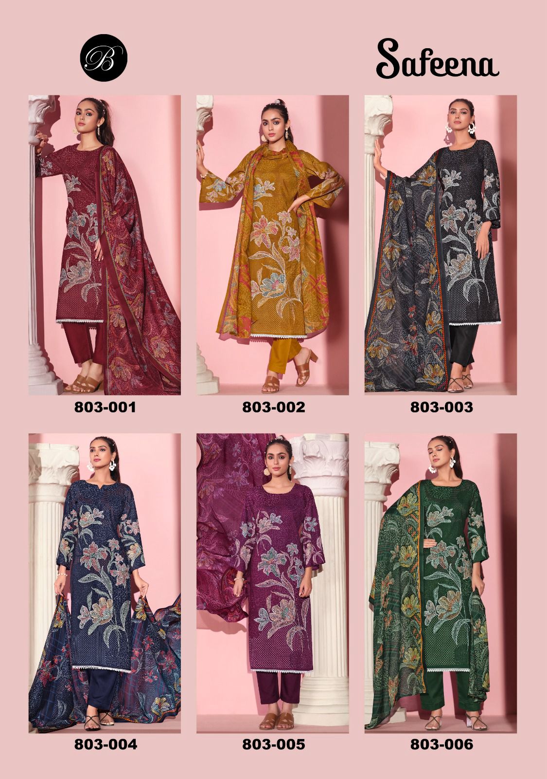 Safeena Belliza Designer Studio Cotton Karachi Salwar Suits Supplier India