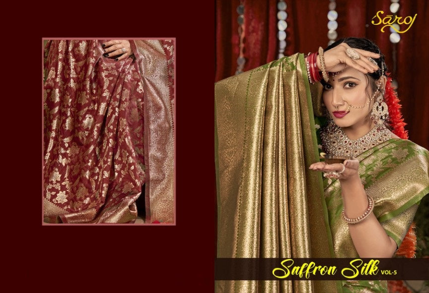 Saffron Silk Vol 5 Saroj Silk Sarees Wholesaler Ahmedabad