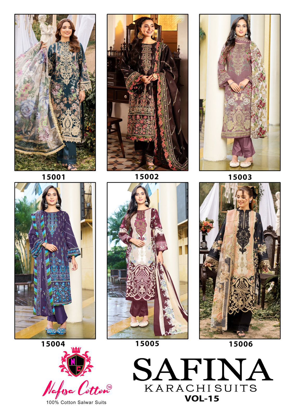 Safina Vol 15 Nafisa Cotton Cotton Karachi Salwar Suits Exporter Gujarat