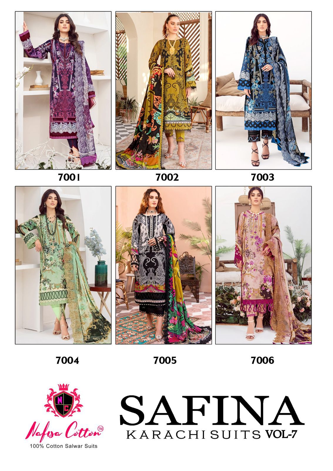 Safina Vol 7 Nafisa Cotton Cotton Karachi Salwar Suits