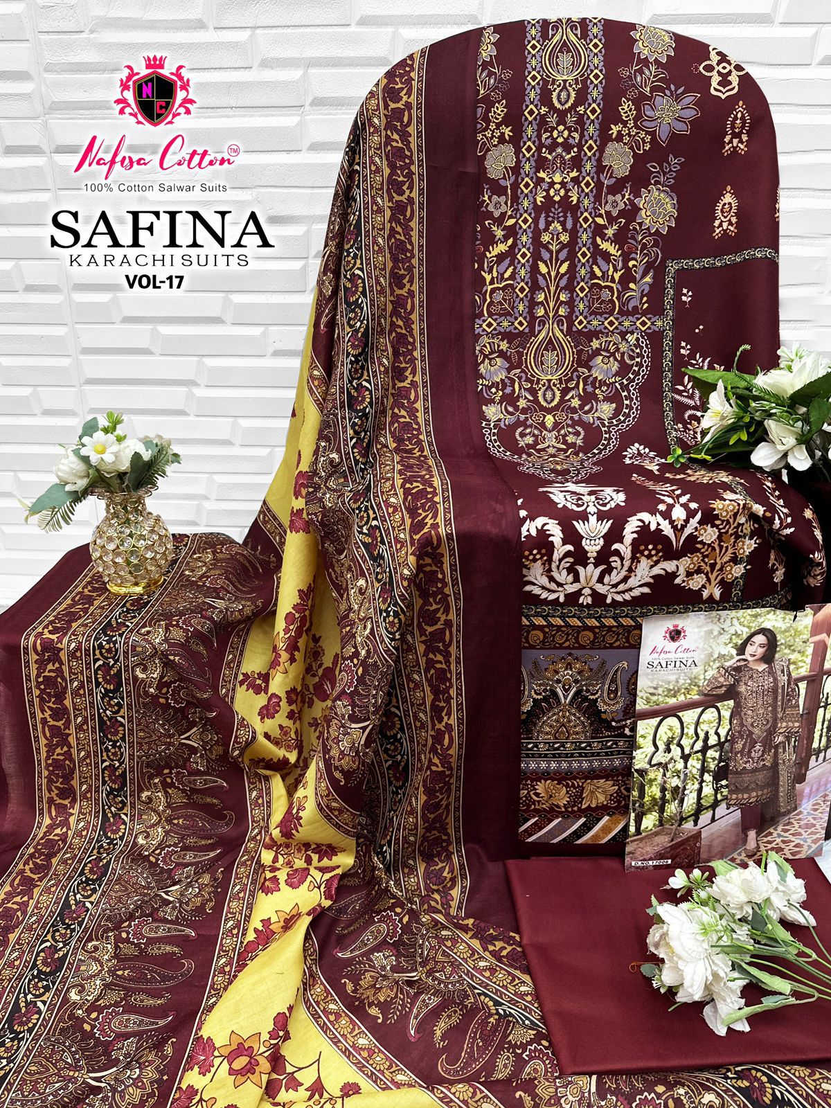 Safina Vol 17 Nafisa Cotton Open pic Karachi Salwar Suits Supplier Gujarat