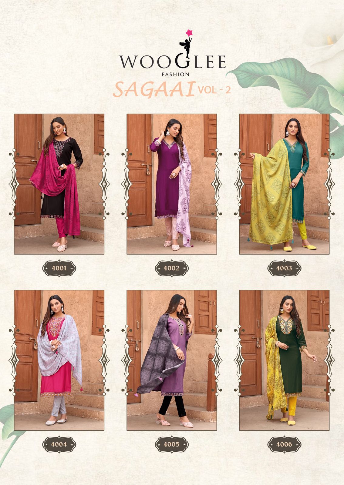 Sagaai Vol 2 Wooglee Viscose Readymade Pant Style Suits Wholesale Price