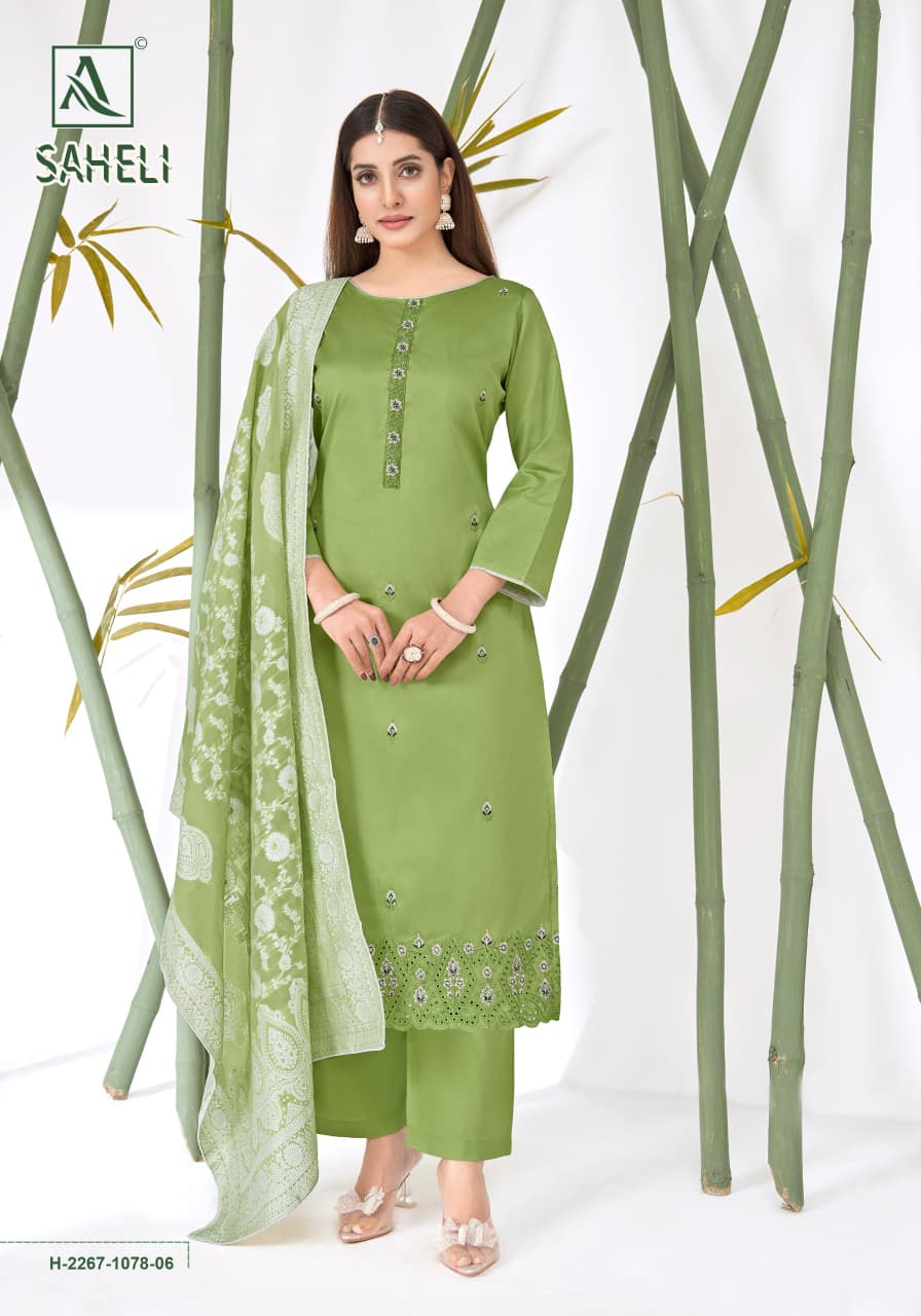 Saheli 2026 Alok Zam Cotton Karachi Salwar Suits Exporter