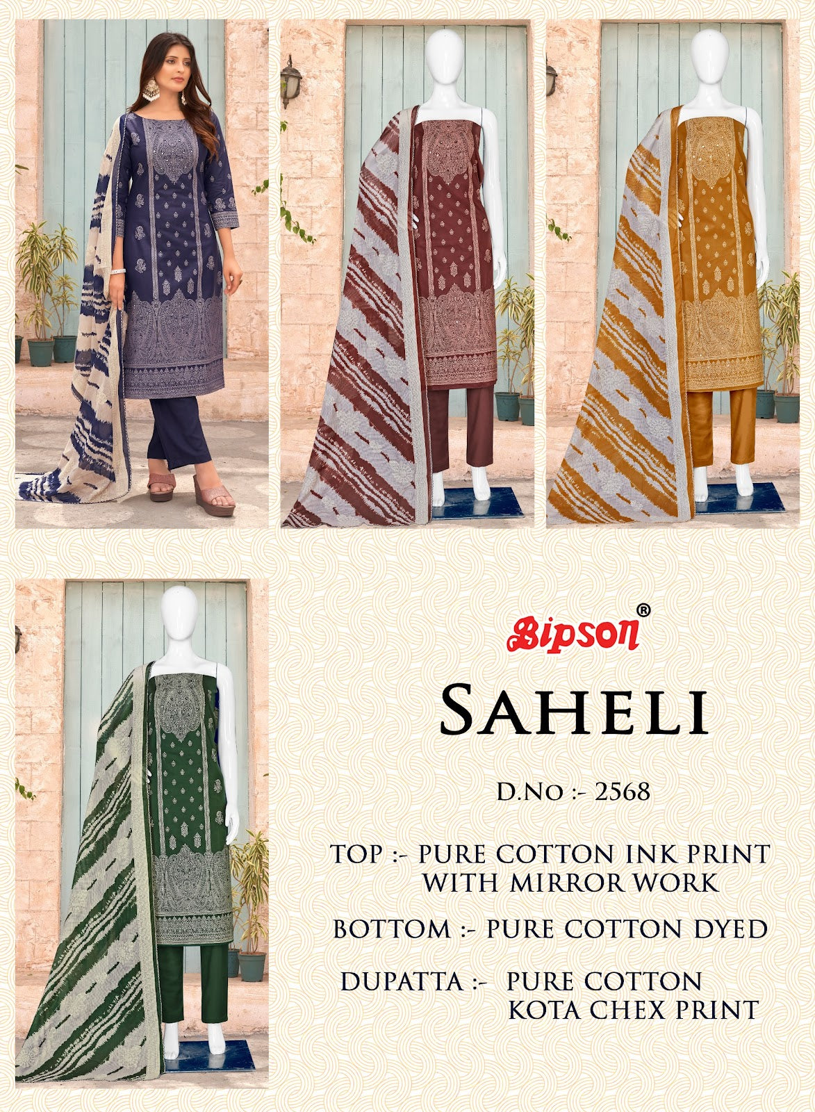 Saheli 2568 Bipson Prints Cotton Pant Style Suits