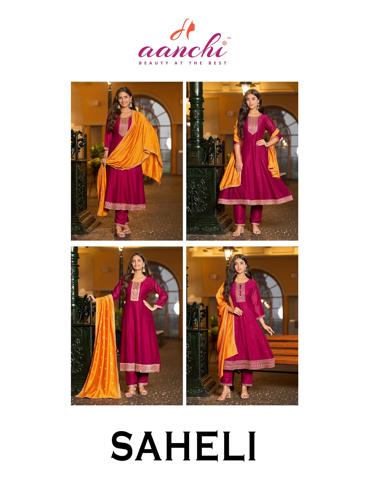Saheli Aanchi Vichitra Silk Readymade Anarkali Suits Wholesale Rate