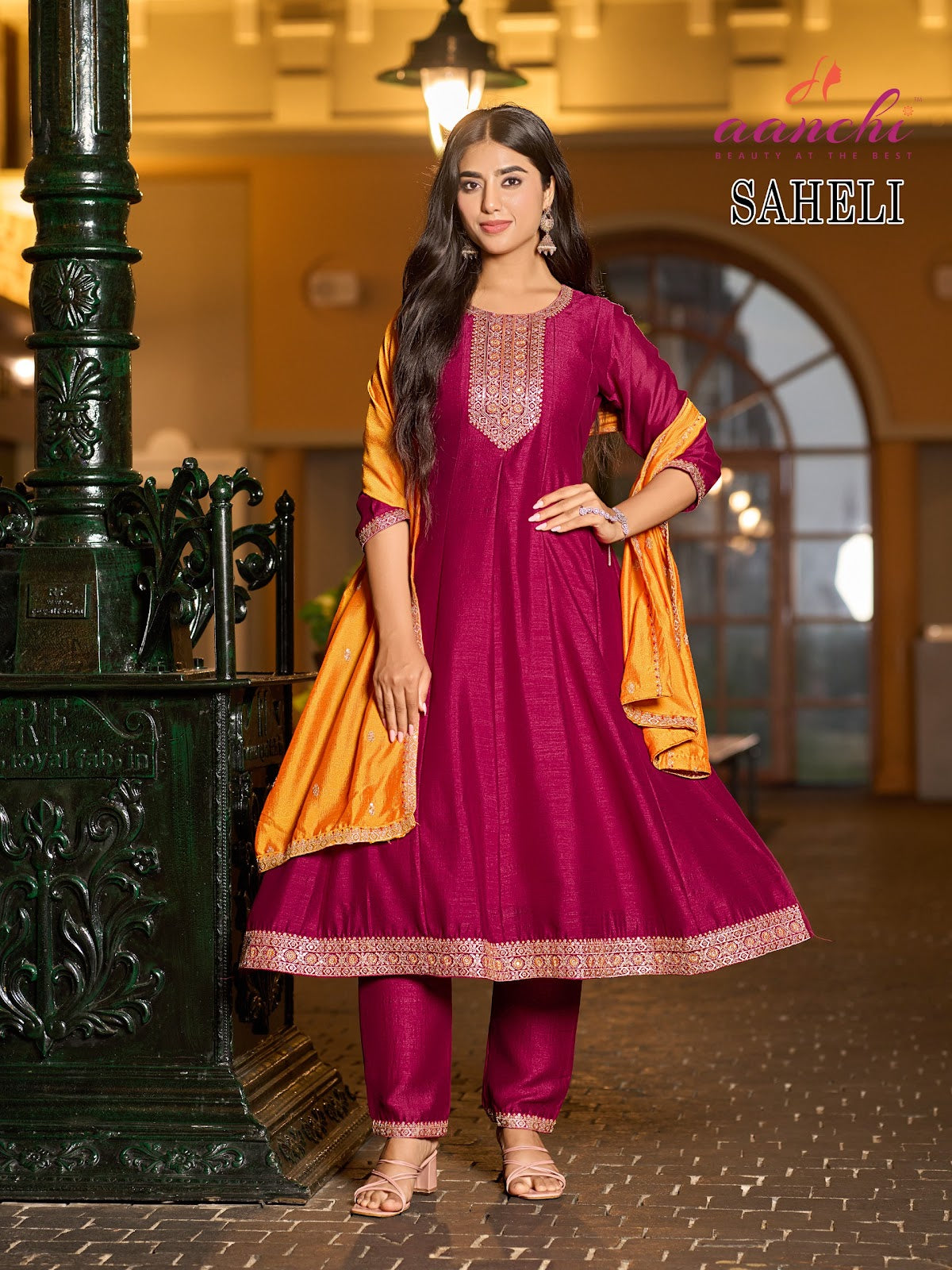 Saheli Aanchi Vichitra Silk Readymade Anarkali Suits Wholesale Rate