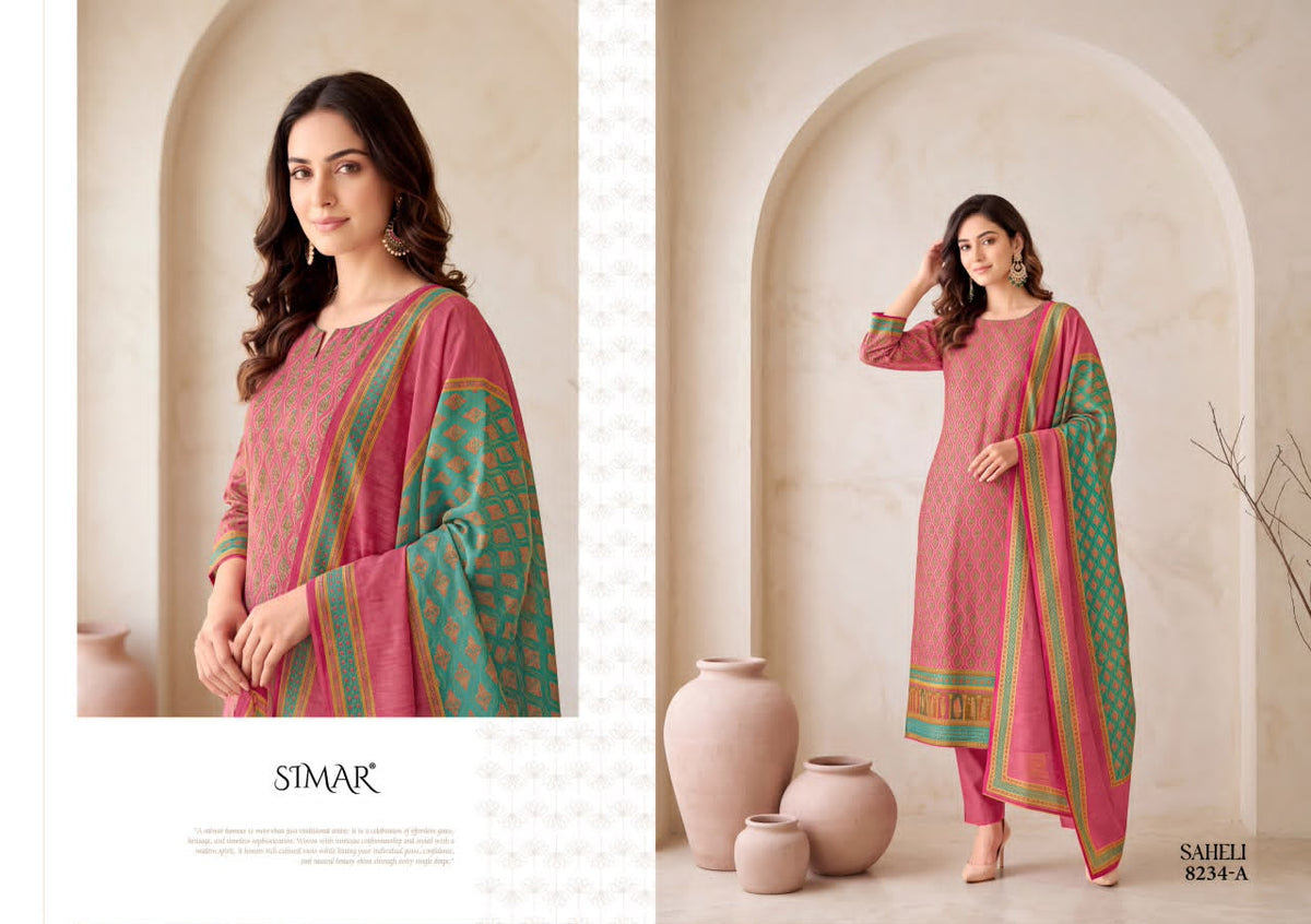 Saheli Simar Jacquard Pant Style Suits Wholesale Price