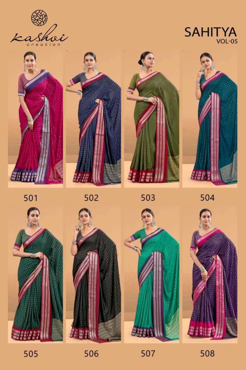 Sahitya Vol 5 Kashvi Creation Dull Moss Sarees Manufacturer