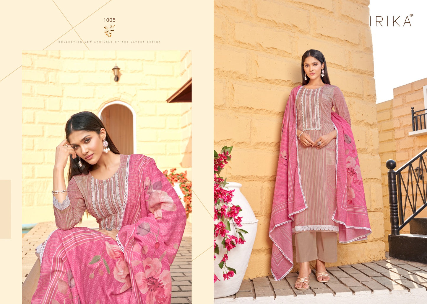 Saija Irika Cotton Cambric Pant Style Suits Supplier India